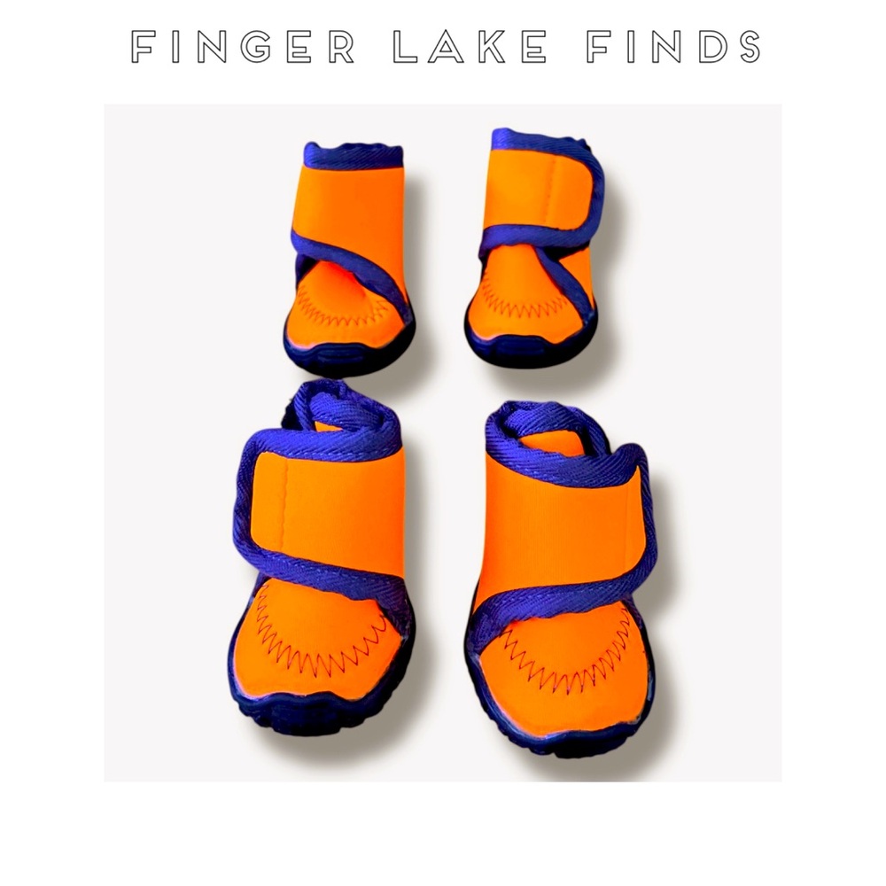 NIB Neon Orange/Black Waterproof Dog Boots, XXS